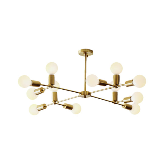 Modern Opal Glass Branch Chandelier With Brass Arm - 6/9/12 Lights Bedroom Hanging Light
