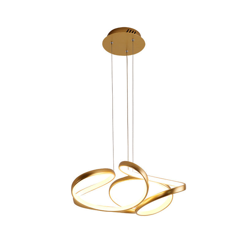 Simple Gold/Coffee Wave Acrylic Chandelier Led Hanging Lamp Ideal For Dining Room 14’’/19.5’’ Wide