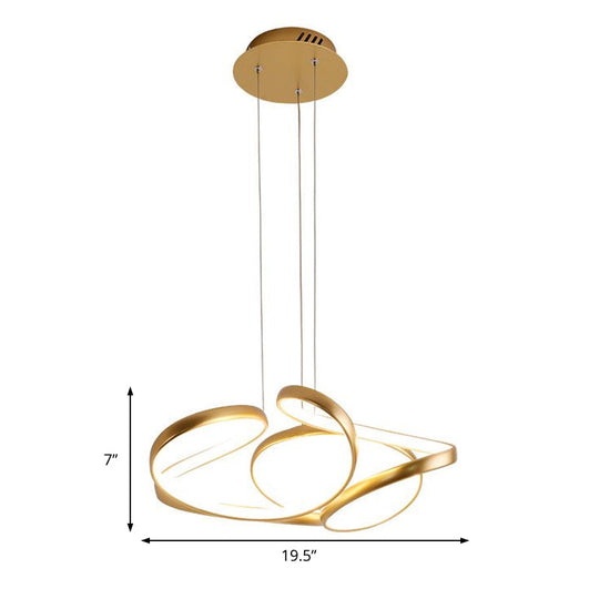 Simple Gold/Coffee Wave Acrylic Chandelier Led Hanging Lamp Ideal For Dining Room 14’’/19.5’’ Wide