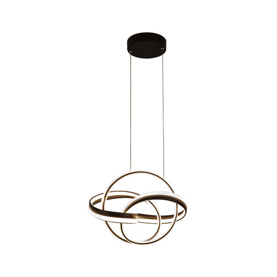 Modern Led Chandelier: Sleek Curve Design Acrylic White/Coffee Pendant Light For Living Room