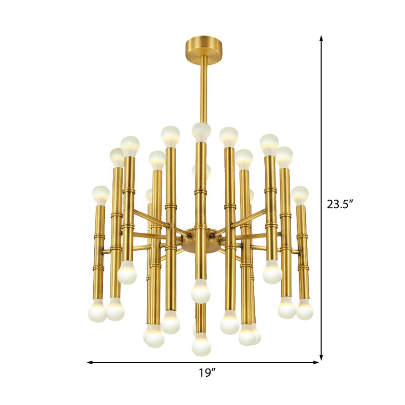 Modern Metal Flute Chandelier - 30 Lights Black/Silver/Gold Perfect For Living Room