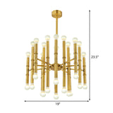 Modern Metal Flute Chandelier - 30 Lights Black/Silver/Gold Living Room Suspension Light