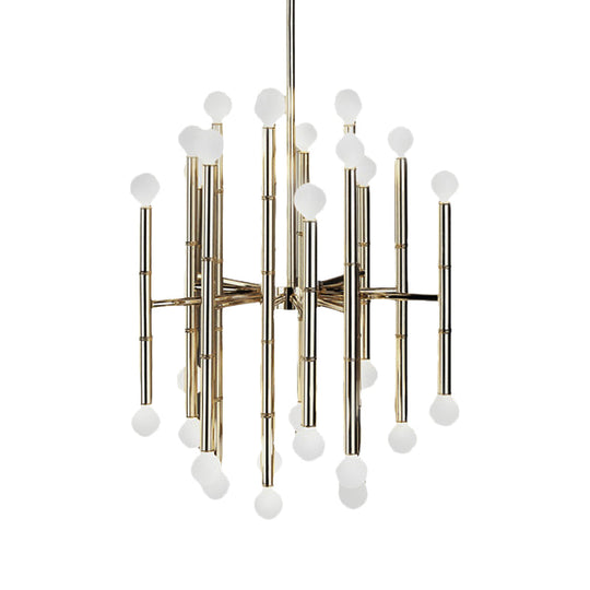 Modern Metal Flute Chandelier - 30 Lights Black/Silver/Gold Living Room Suspension Light