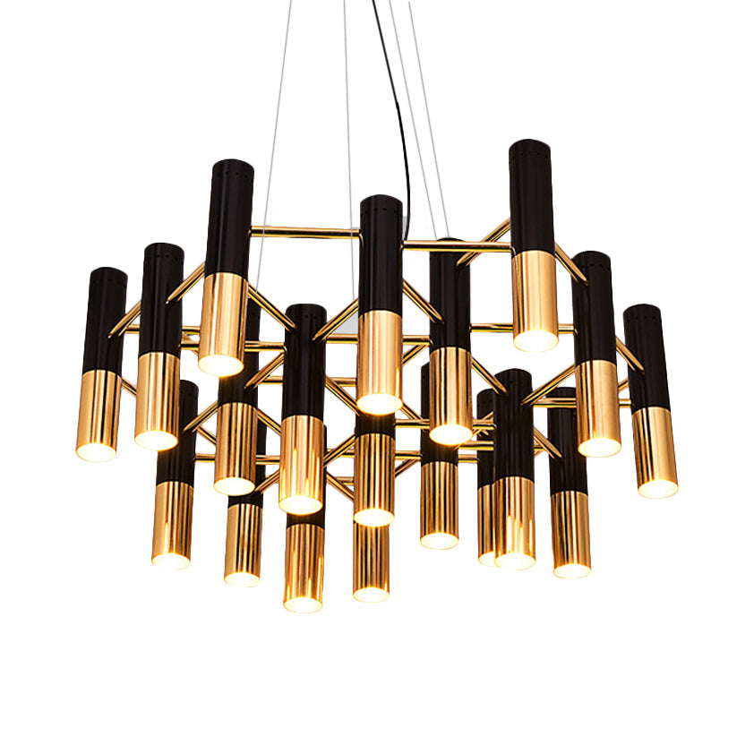 Modern Tube Chandelier Light - Gold Metal 7/13/19 Lights Warm Lighting For Living Room