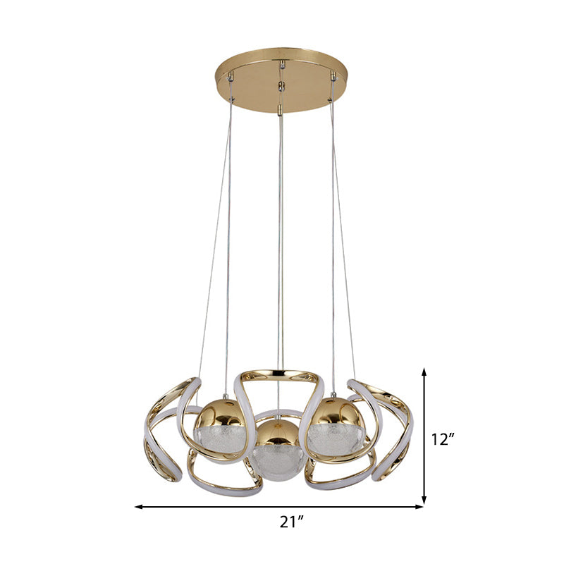 Modern Acrylic And Gold Led Chandelier Light For Dining Room