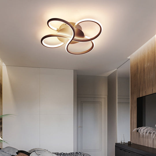 Modern Led Flower-Shaped Acrylic Flush Mount In White/Warm Light - 3 Sizes Available Coffee /