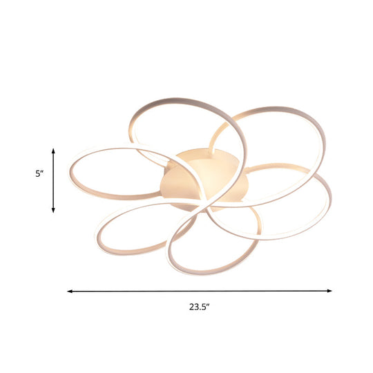 Modern Led Flower-Shaped Acrylic Flush Mount In White/Warm Light - 3 Sizes Available