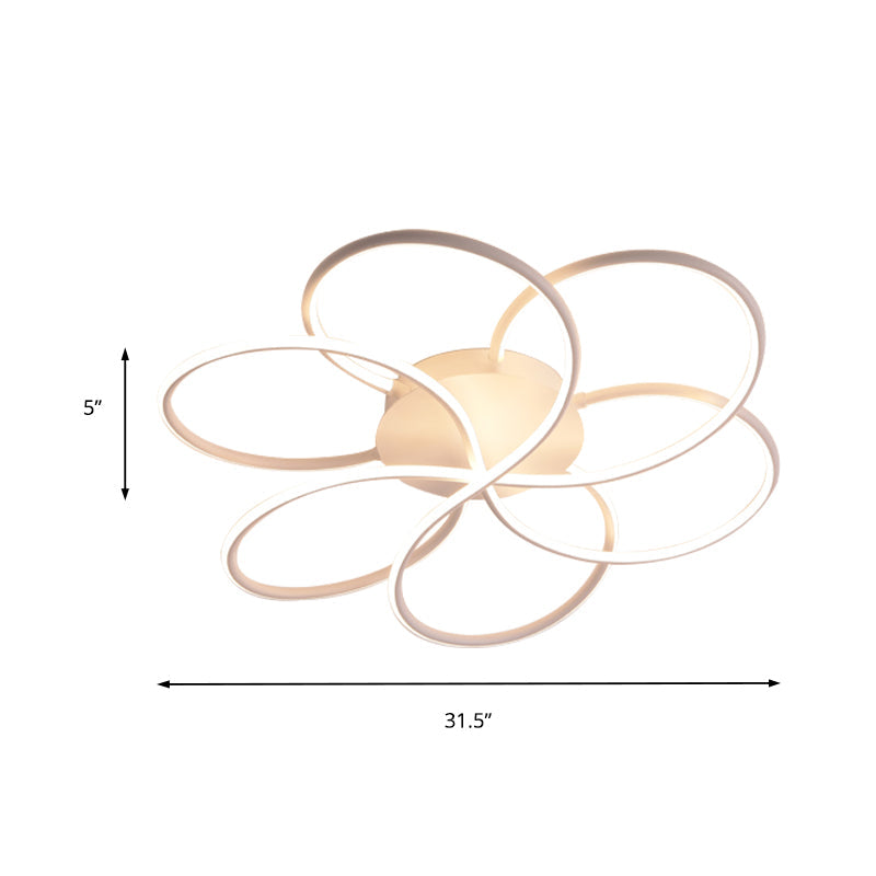 Modern Led Flower-Shaped Acrylic Flush Mount In White/Warm Light - 3 Sizes Available