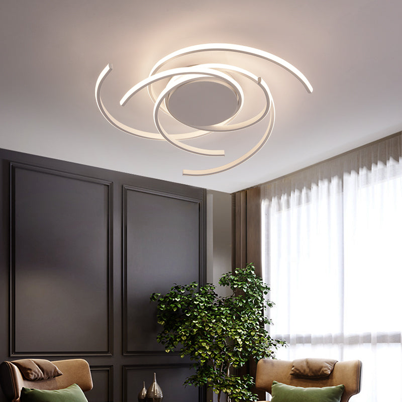 Contemporary 22’/29.5’ Wide Twisted Flush Mount Light - Led Acrylic Ceiling Lamp White/Black
