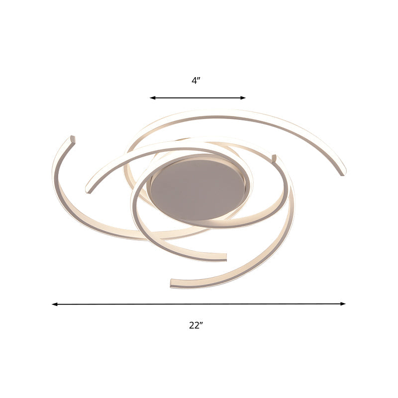 Contemporary 22’/29.5’ Wide Twisted Flush Mount Light - Led Acrylic Ceiling Lamp White/Black