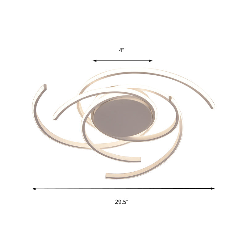 Contemporary 22’/29.5’ Wide Twisted Flush Mount Light - Led Acrylic Ceiling Lamp White/Black