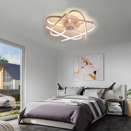 Twisted Flush Lighting Modernist Acrylic Led Ceiling Lamp Fixture In Black/Grey White/Warm Light