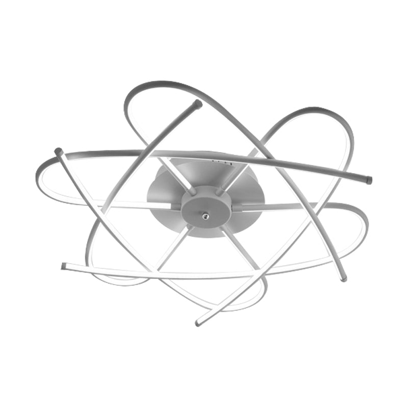 Twisted Flush Lighting Modernist Acrylic Led Ceiling Lamp Fixture In Black/Grey White/Warm Light