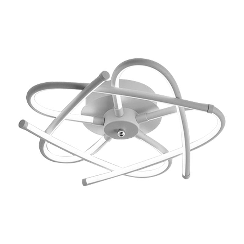 Twisted Flush Lighting Modernist Acrylic Led Ceiling Lamp Fixture In Black/Grey White/Warm Light