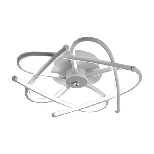 Twisted Flush Lighting Modernist Acrylic Led Ceiling Lamp Fixture In Black/Grey White/Warm Light