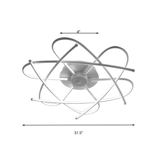 Twisted Flush Lighting Modernist Acrylic Led Ceiling Lamp Fixture In Black/Grey White/Warm Light