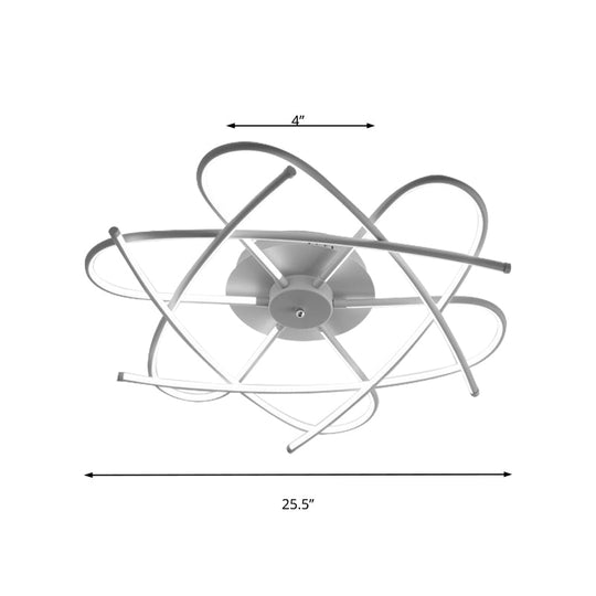 Twisted Flush Lighting Modernist Acrylic Led Ceiling Lamp Fixture In Black/Grey White/Warm Light