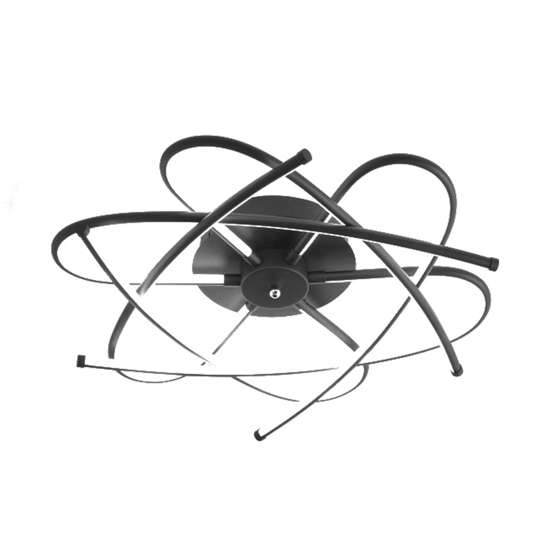 Twisted Flush Lighting Modernist Acrylic Led Ceiling Lamp Fixture In Black/Grey White/Warm Light