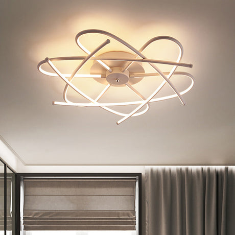 Twisted Flush Lighting Modernist Acrylic Led Ceiling Lamp Fixture In Black/Grey White/Warm Light