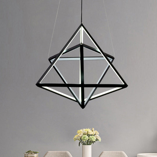Modern Acrylic Triangle Chandelier With Black Led Lights For Dining Room