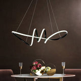 Minimalist Led Spiral Chandelier Light - Black Acrylic Hanging Kit For Dining Room