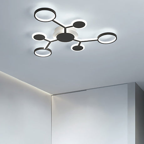 Modern Acrylic Flush Mount Lamp With Starburst Design And 6/8/10 Warm Led Lights In White