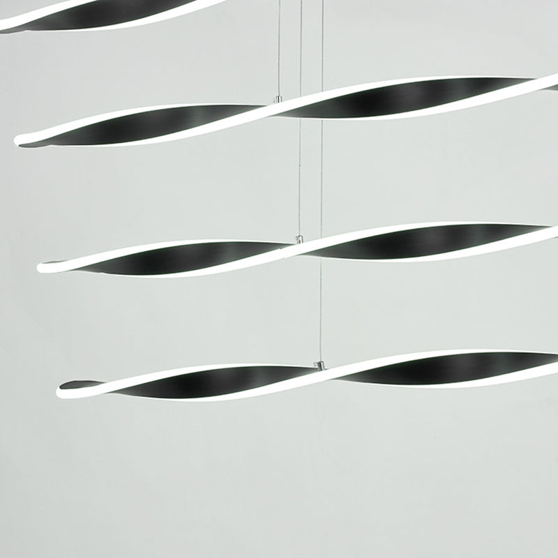 Modern Led Black Spiral Chandelier Pendant Light For Dining Room