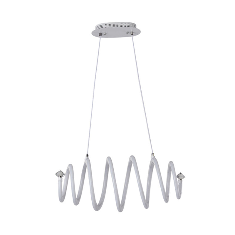 Simple Style Acrylic White Led Spiral Chandelier Lamp - Elegant Hanging Light For Living Room