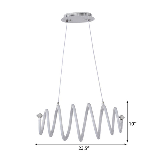 Sleek White Led Spiral Chandelier: Acrylic Hanging Light For The Living Room