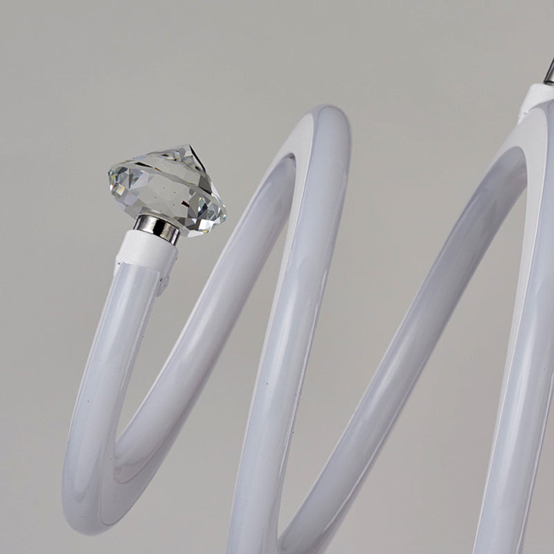 Sleek White Led Spiral Chandelier: Acrylic Hanging Light For The Living Room