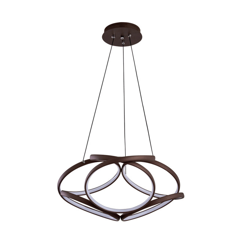 Modern Acrylic Coffee Led Chandelier Light - Seamlessly Curved Suspension For Living Room