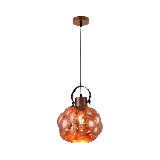 Hand Blown Glass Pendant Light - Modern Global Design 1 Chrome/Gold/Rose Gold Ideal For Dining Room