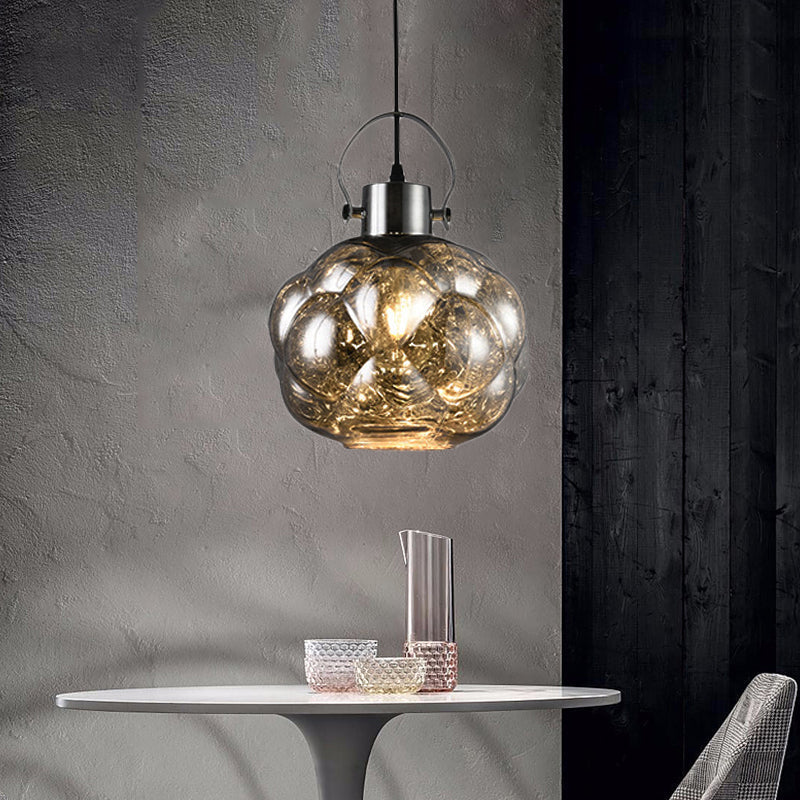 Hand Blown Glass Pendant Light - Modern Global Design 1 Chrome/Gold/Rose Gold Ideal For Dining Room
