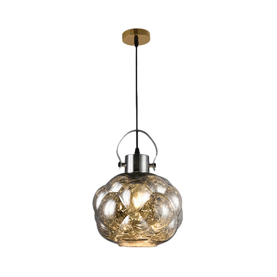 Hand Blown Glass Pendant Light - Modern Global Design 1 Chrome/Gold/Rose Gold Ideal For Dining Room