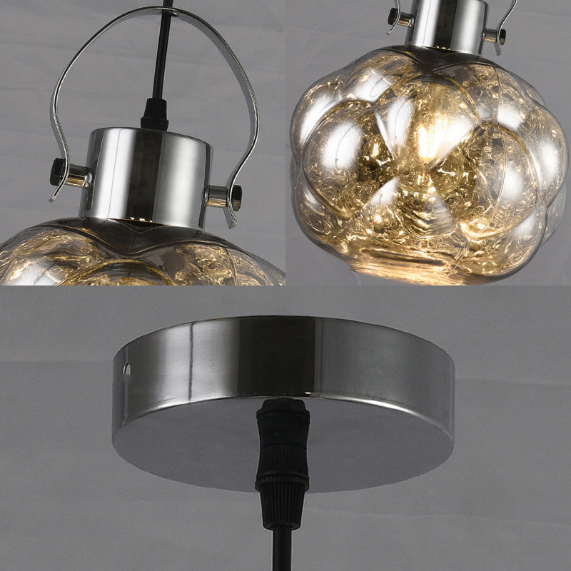 Hand Blown Glass Pendant Light - Modern Global Design 1 Chrome/Gold/Rose Gold Ideal For Dining Room
