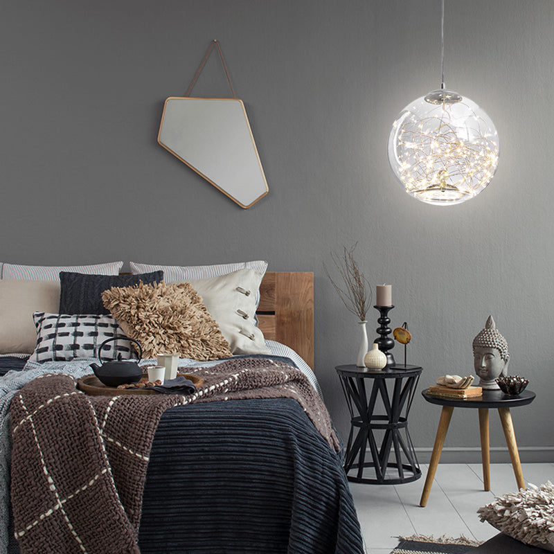 Contemporary Led Pendant Light With Elegant Amber/Smoke Grey Glass Globe/Cylinder/Oval Design For