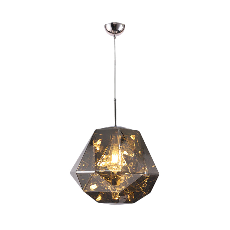Contemporary 1-Light Pendant Lamp – Acrylic Shade In Black/Silver/Blue Diamond Ceiling Hanging Light