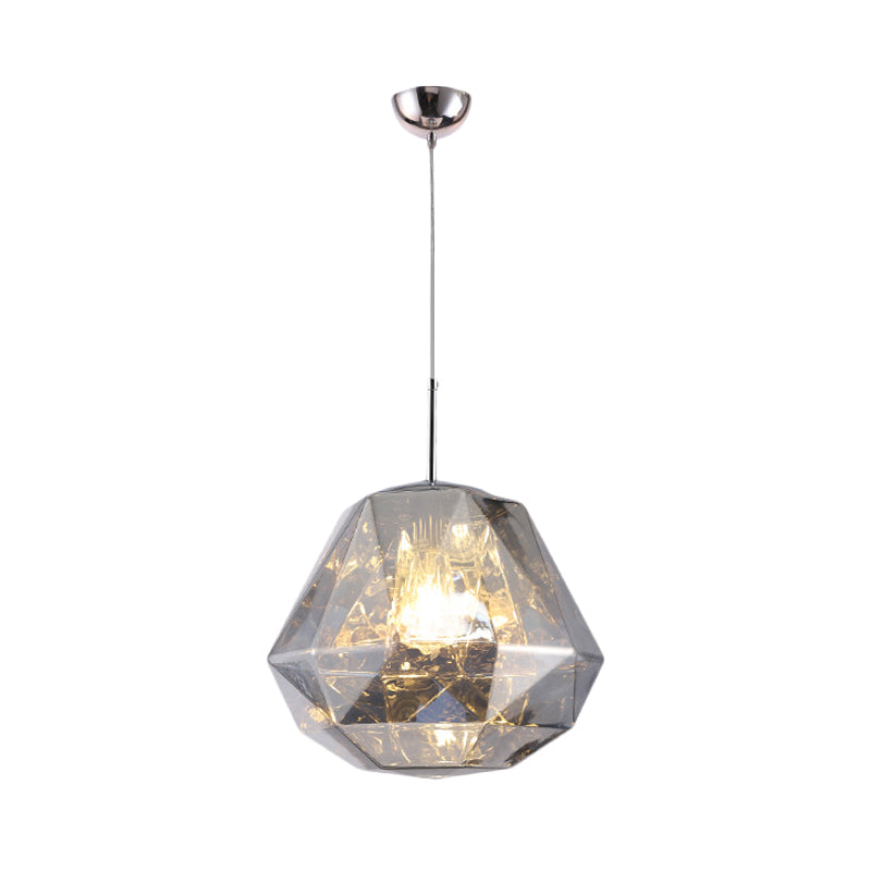 Modern Pendant Lamp With Acrylic Diamond Shade - Black/Silver/Blue