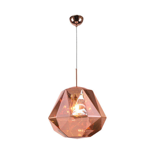 Modern Pendant Lamp With Acrylic Diamond Shade - Black/Silver/Blue