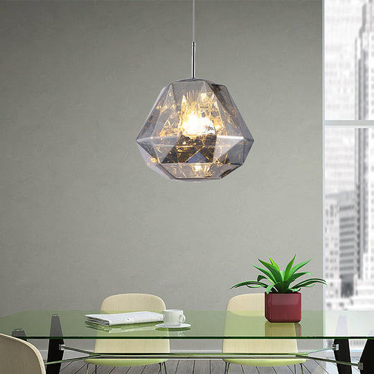 Modern Pendant Lamp With Acrylic Diamond Shade - Black/Silver/Blue