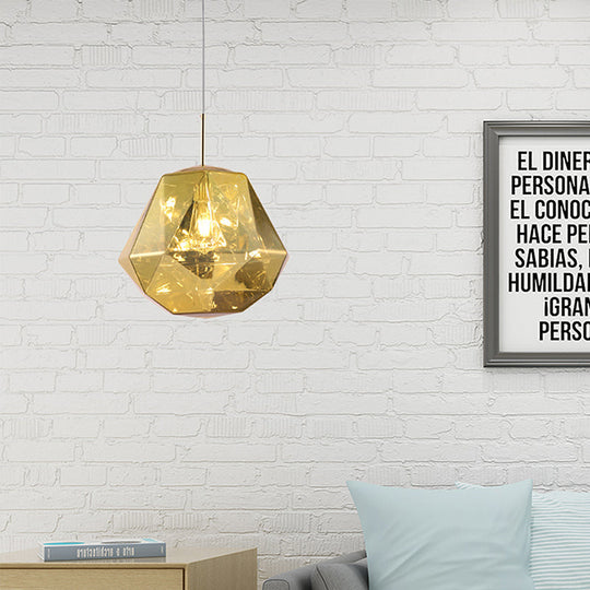 Contemporary 1-Light Pendant Lamp – Acrylic Shade In Black/Silver/Blue Diamond Ceiling Hanging Light