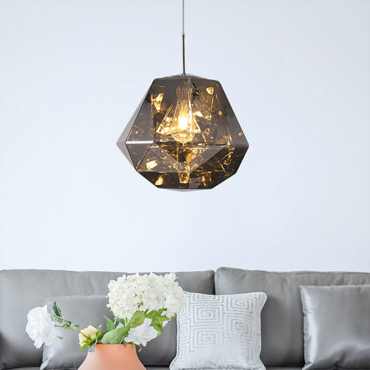 Contemporary 1-Light Pendant Lamp – Acrylic Shade In Black/Silver/Blue Diamond Ceiling Hanging