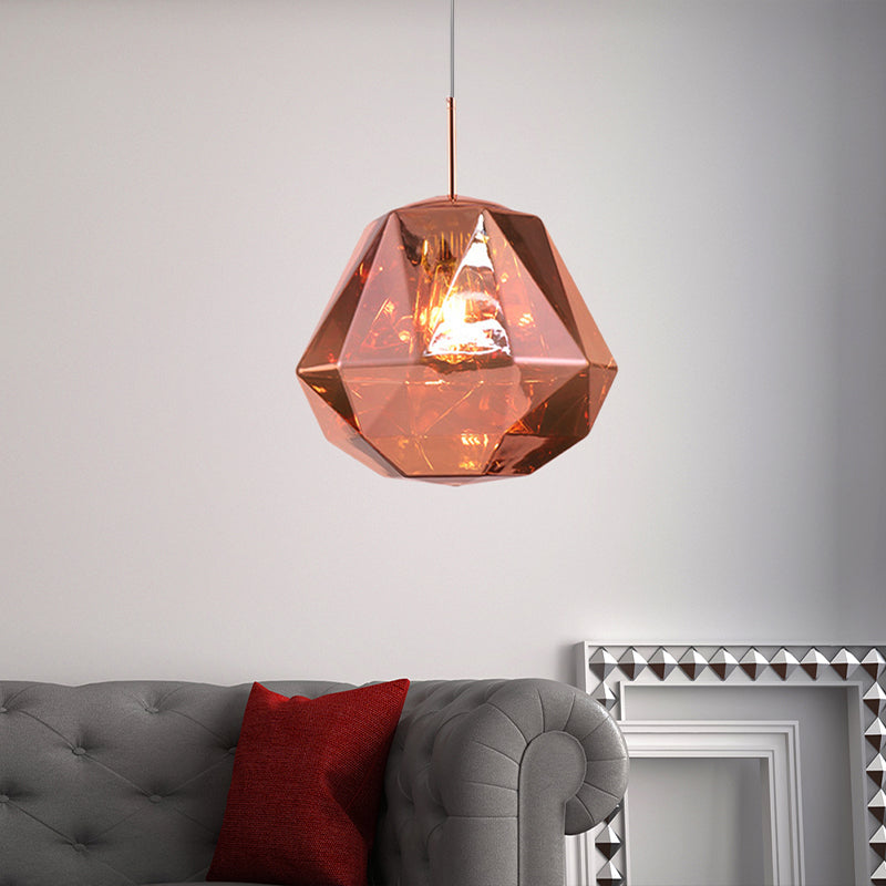 Modern Pendant Lamp With Acrylic Diamond Shade - Black/Silver/Blue Rose Gold
