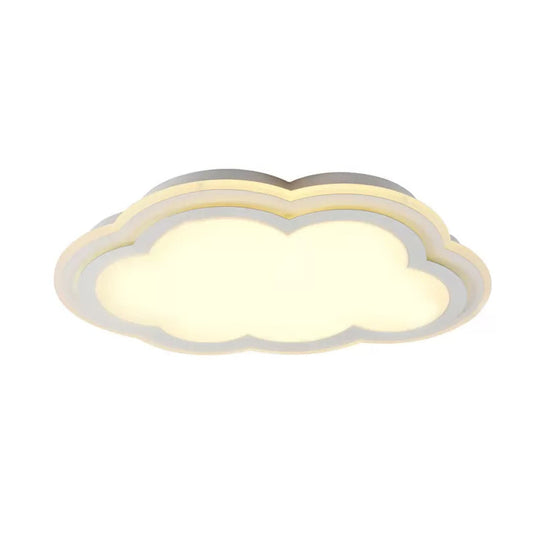 White Acrylic Cloud Ceiling Flush Mount Light With Simple Teen Style
