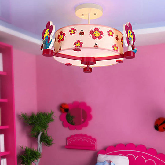 Charming 3 - Light Pink Fabric Ceiling Light For Girls’ Bedroom