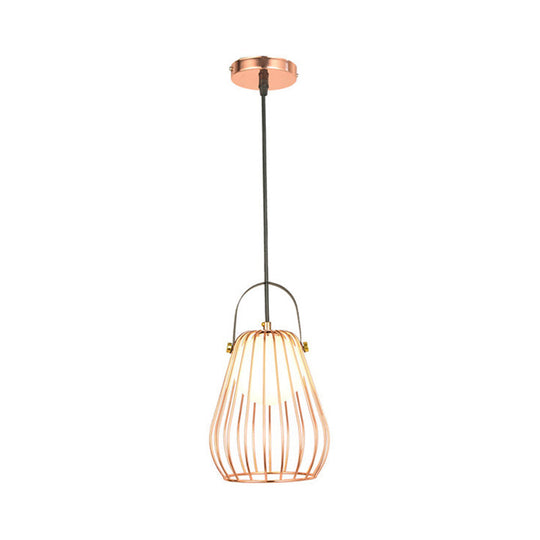 Gourd Cage Pendant Light Kit - Minimalist Metal Hanging Ceiling