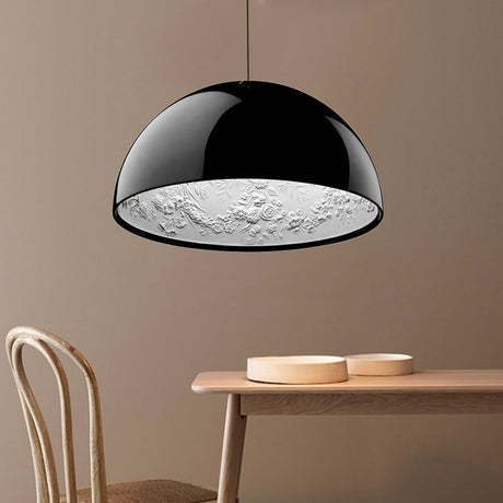 Modern Dome Pendant Lamp With Flower Pattern And Metallic Finish - Available In 3 Sizes