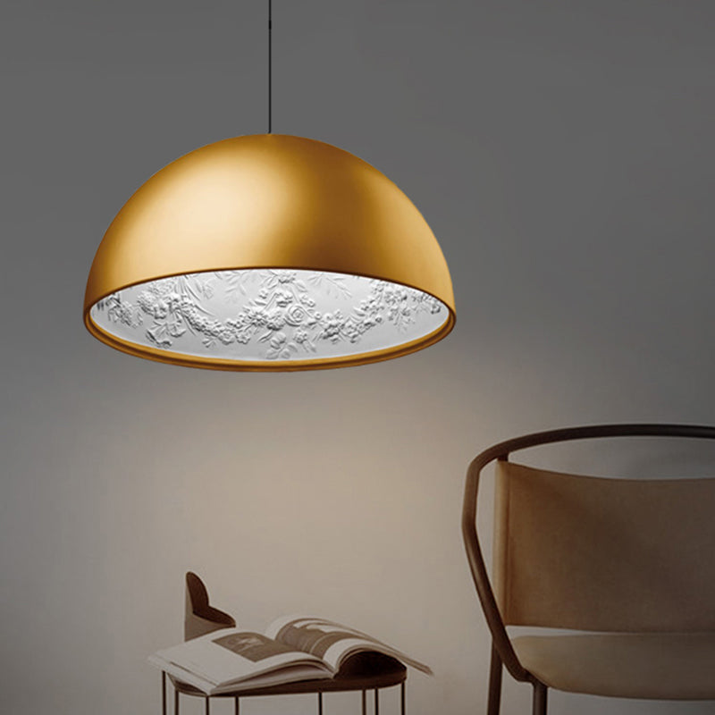 Modern Dome Pendant Lamp With Flower Pattern And Metallic Finish - Available In 3 Sizes Gold / 16