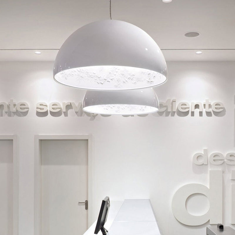 Modern Dome Pendant Lamp With Flower Pattern And Metallic Finish - Available In 3 Sizes