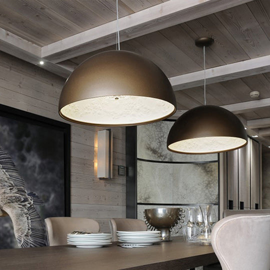 Dome Shade Pendant Lamp With Floral Interior Modern Metal Ceiling Light 1 Gold/Coffee/Black